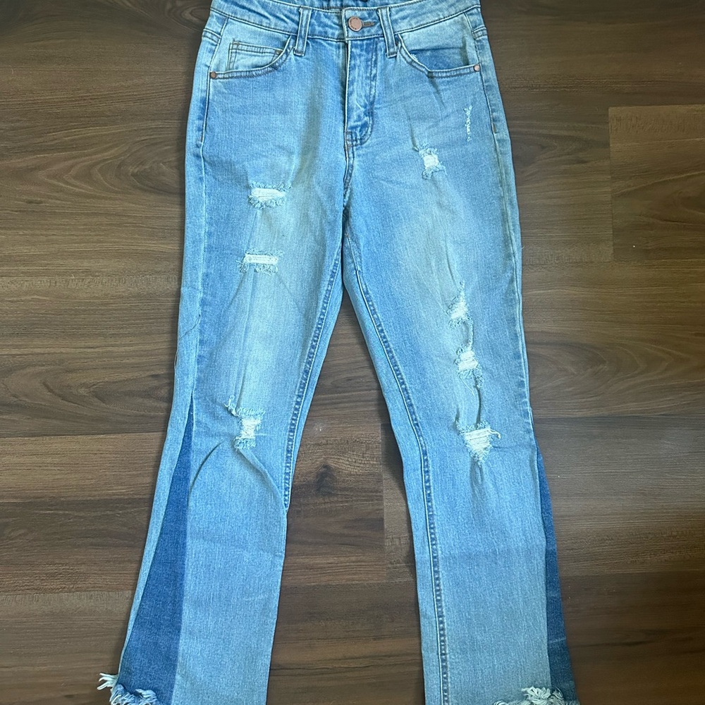 Black Label Light Blue Distressed Flare Jeans